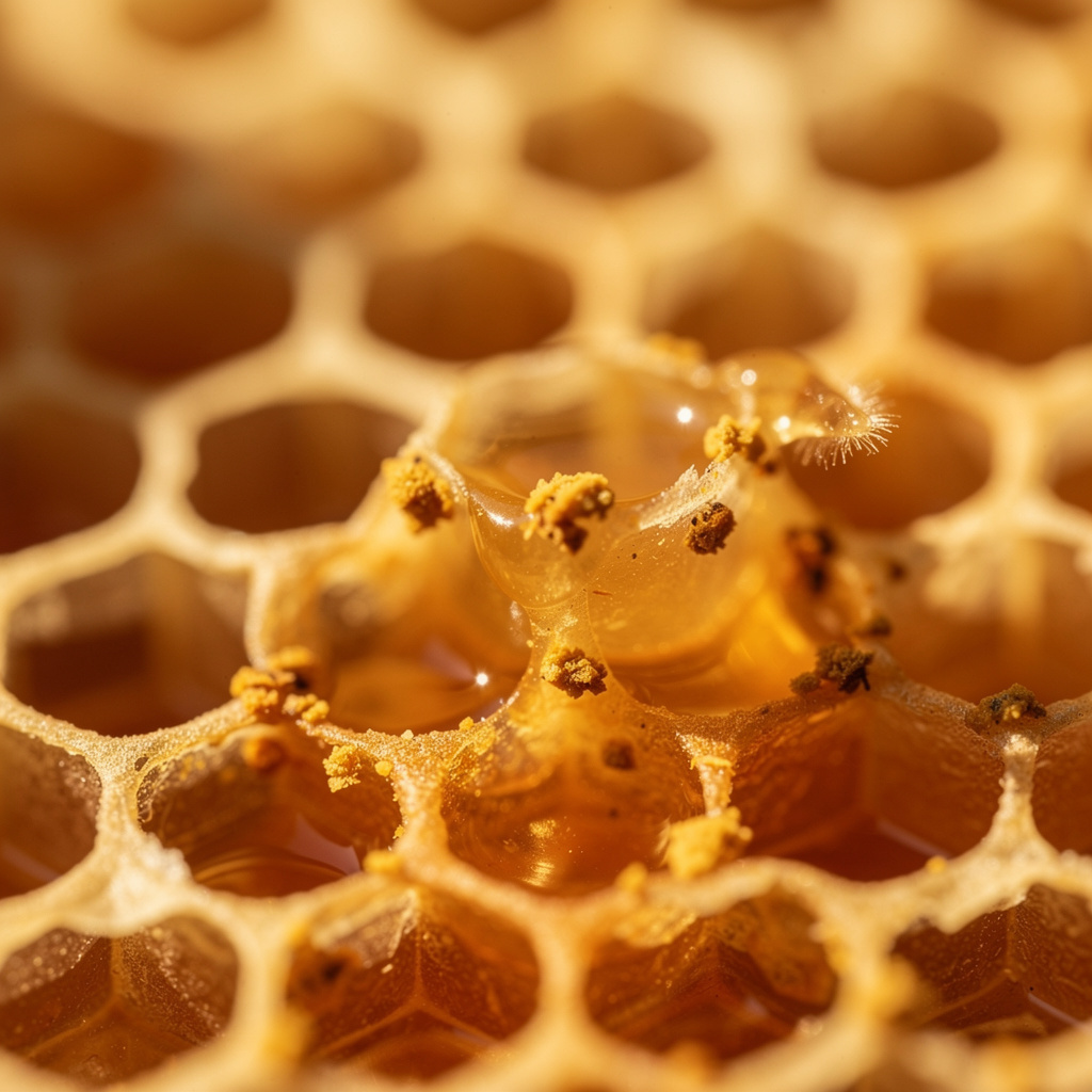 Macro view of a feral bee colony